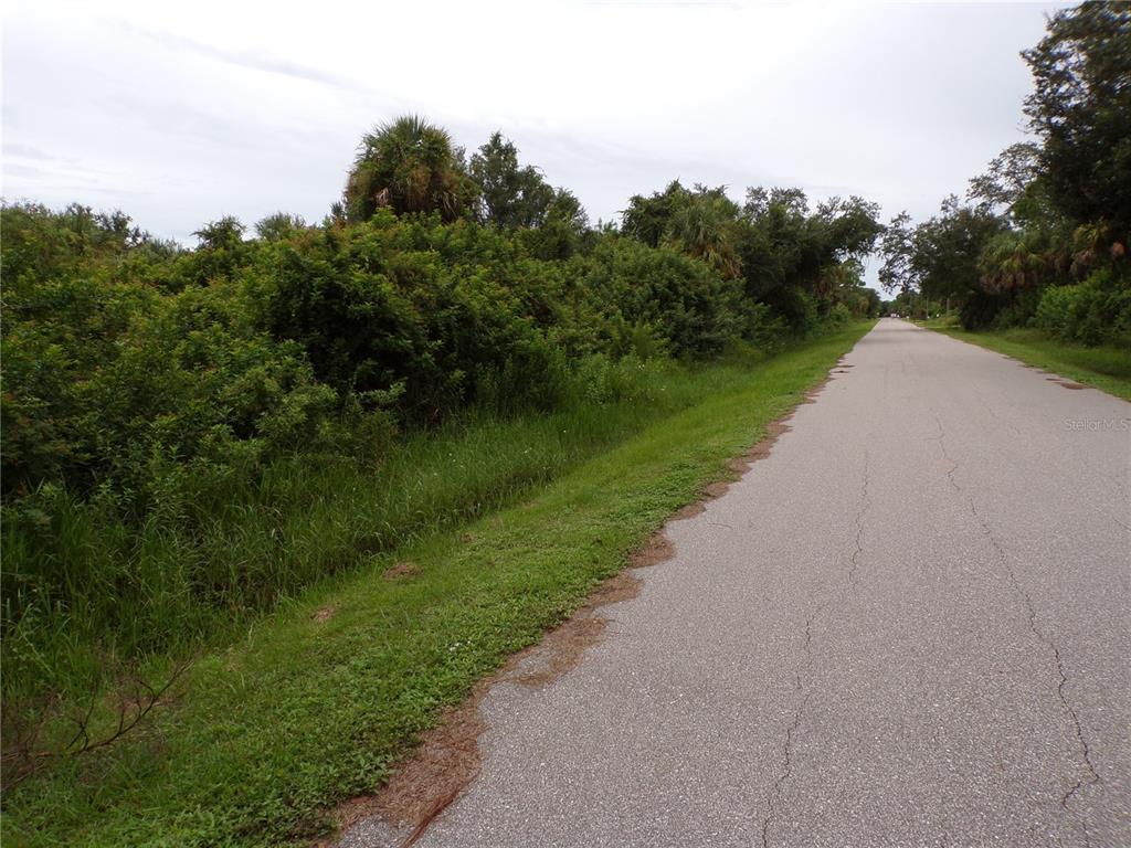A paved road runs alongside a dense area of green trees and shrubs — 26403 BROOKS ROAD, PUNTA GORDA, FL