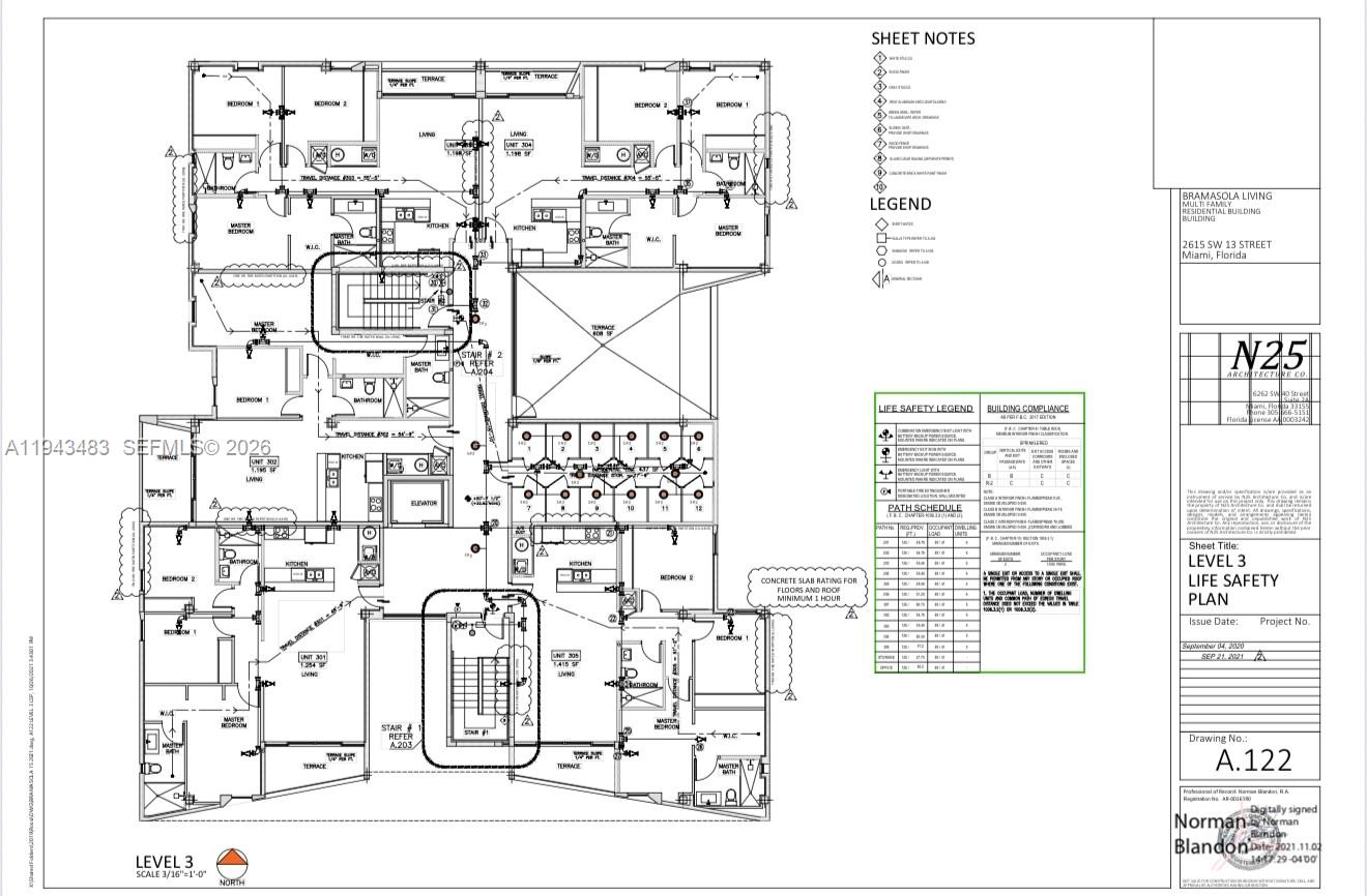 This is a floor plan for the third level of a multi-family residential building — 2615 SW 13th St, Miami FL 33145, MIAMI, FL