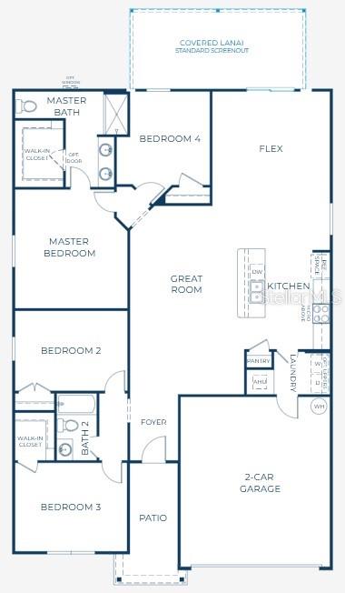 This is a floor plan for a single-story house with four bedrooms and a garage — 1083 WELDA LANE, JACKSONVILLE, FL
