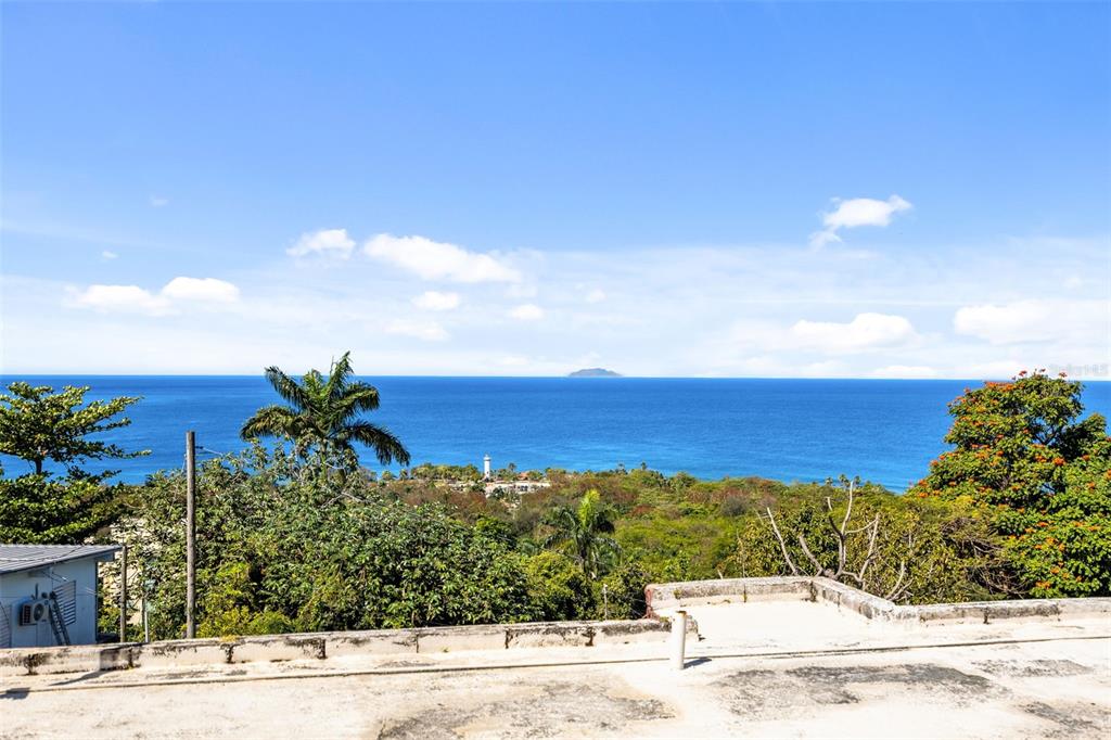An elevated view of a tropical coastline with a lighthouse, palm trees, and the ocean — 413 INT CAMINO MARTILLO BO PUNTAS, RINCON, PR