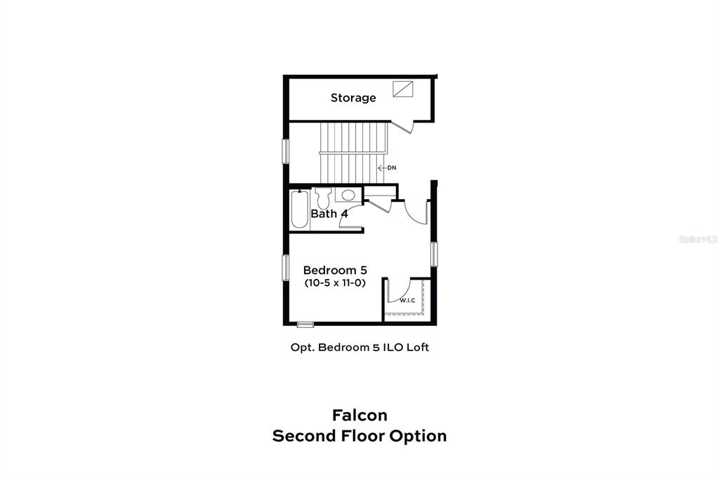 This is a floor plan for a second-floor option featuring a bedroom, bathroom, and storage — 8234 GOLDEN BEACH COURT, PARRISH, FL