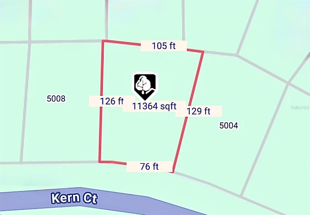 This is a map showing the dimensions and square footage of a residential lot — 5006 KERN COURT, LABELLE, FL