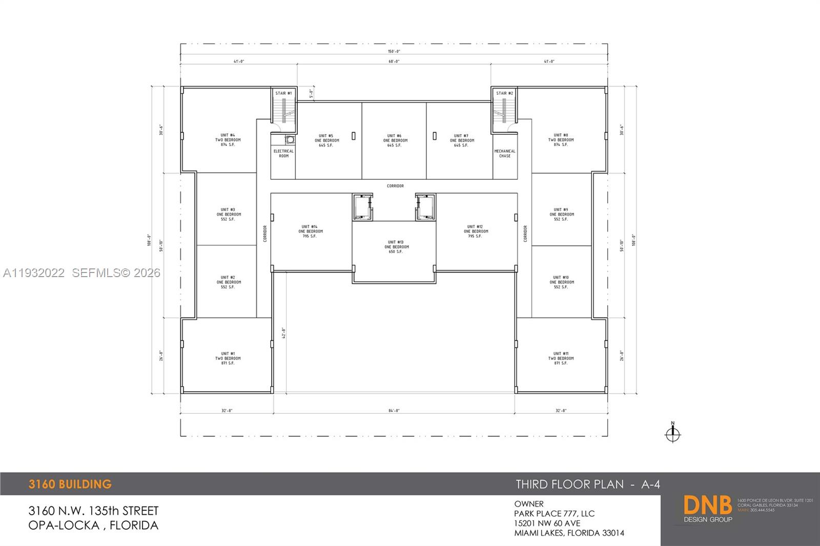 This is a floor plan for the third floor of a residential building — 3160 NW 135th St, Opa-Locka FL 33054, OPA-LOCKA, FL
