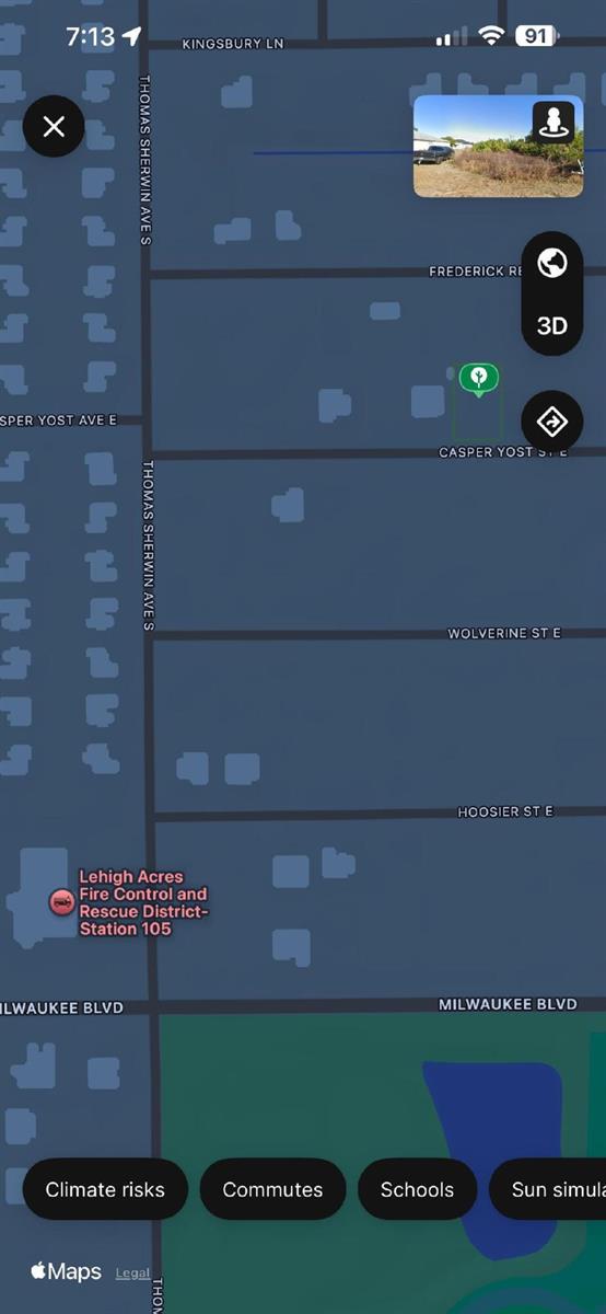 This is a digital map showing street layouts and a fire station in Lehigh Acres — 819 E Casper Yost Street E, Lehigh Acres FL 33974, LEHIGH ACRES, FL