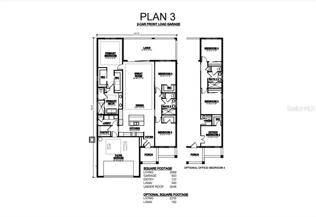 This is a floor plan for a single-story house with a two-car garage — 9149 TREVINO DRIVE, WEEKI WACHEE, FL