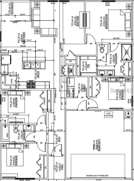This floor plan shows a single-story residential home layout with three bedrooms and a garage — 8 PINE COURT DRIVE, OCALA, FL