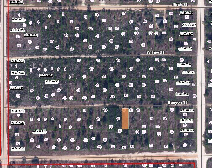 This is a map showing a grid of vacant land parcels with street names — 131 BANVON STREET, INTERLACHEN, FL