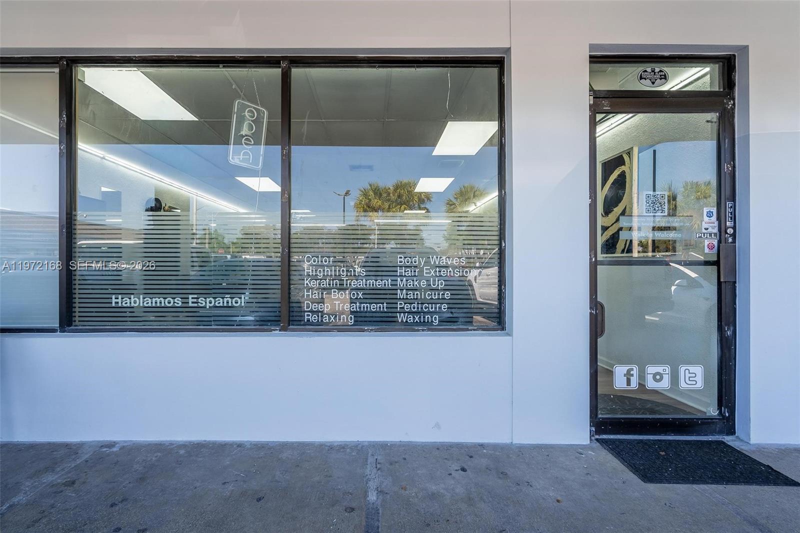 The exterior view shows the storefront of a hair salon with a glass door — Taft ST, Pembroke Pines FL 33024, PEMBROKE PINES, FL