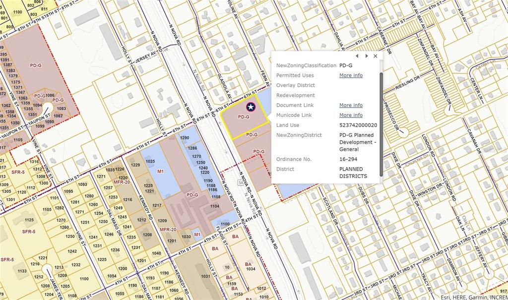 This is a digital zoning map showing land use classifications for a specific urban area — 945 6TH STREET, DAYTONA BEACH, FL