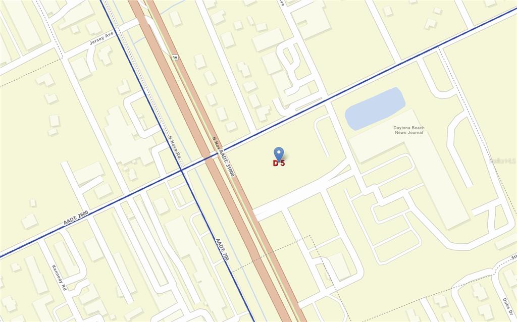 This is a map showing a property location near N. Nova Road and Jersey Avenue — 945 6TH STREET, DAYTONA BEACH, FL