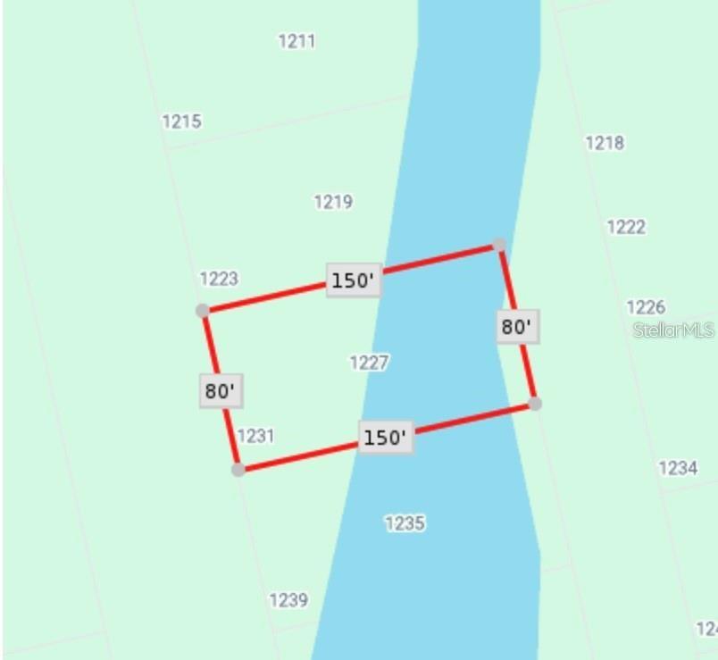 A map shows a rectangular property lot with dimensions of 150 feet by 80 feet — 1227 MALABO COURT, PUNTA GORDA, FL