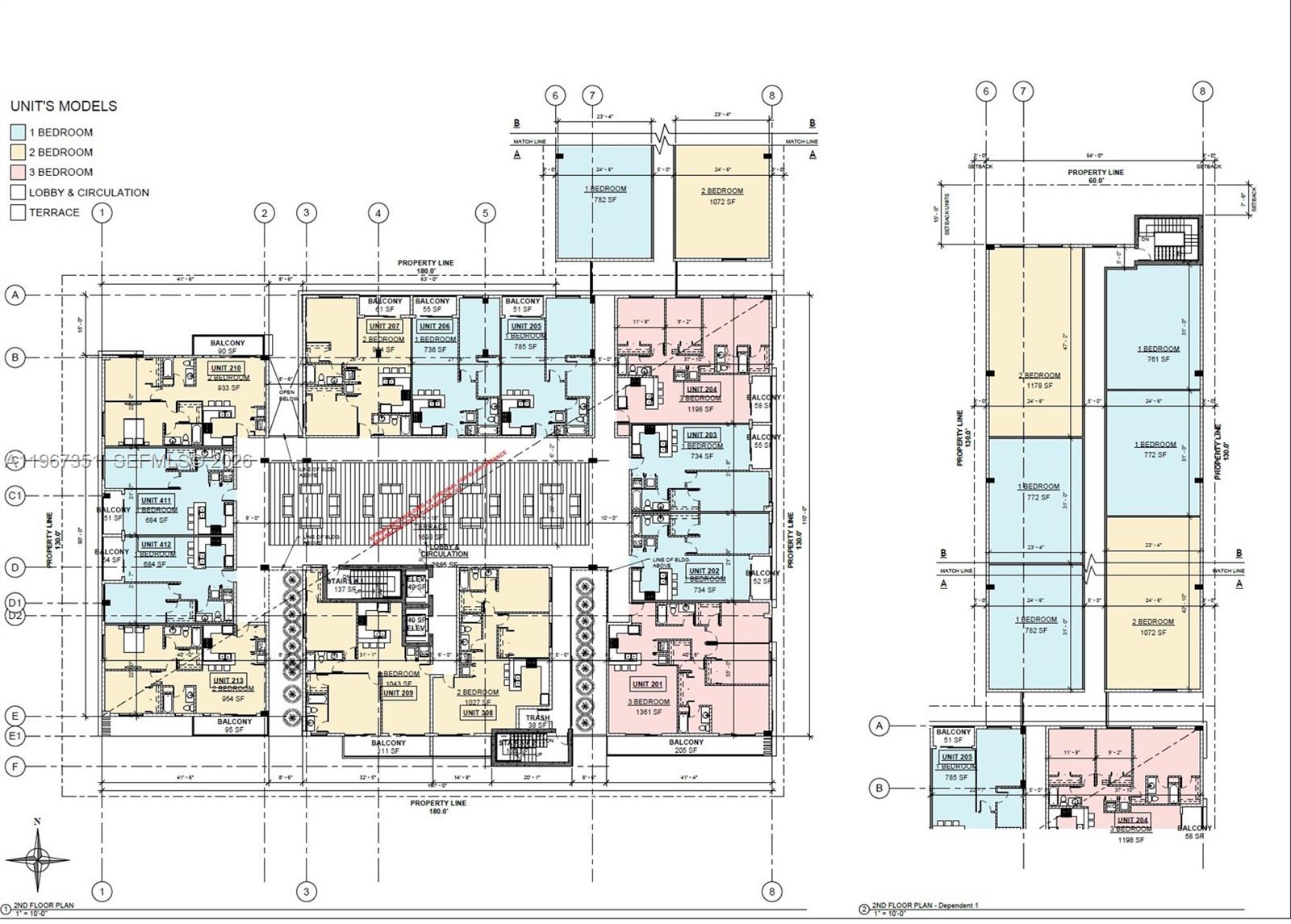 This image is a floor plan showing the layout of a multi-unit residential building — 1829 Harding St, Hollywood FL 33020, HOLLYWOOD, FL