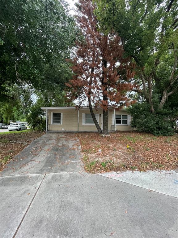 A single-story house with light-colored siding and a large, partially dead tree in front — 4615 CLARCONA OCOEE ROAD, ORLANDO, FL