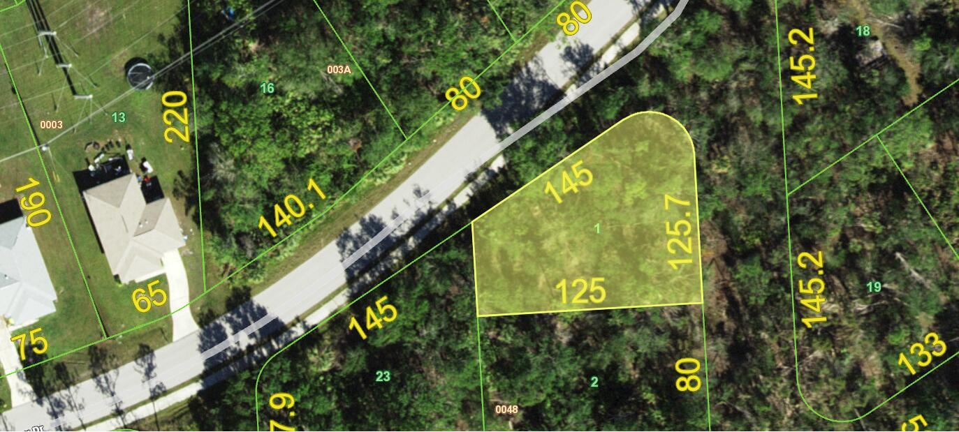 This is a map showing the property boundaries and dimensions of a wooded land parcel — 4921 S Fairway Drive, Punta Gorda FL 33982, PUNTA GORDA, FL