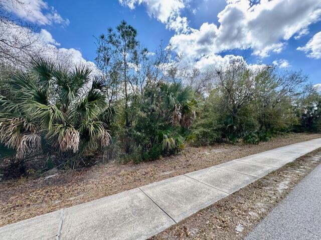 A concrete sidewalk runs alongside a wooded area with palm trees and other vegetation — 4921 S Fairway Drive, Punta Gorda FL 33982, PUNTA GORDA, FL