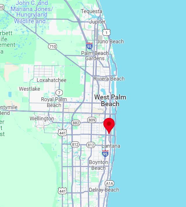 This is a map showing the location of a property in the West Palm Beach area — 526 N H Street, FL 33460, FL