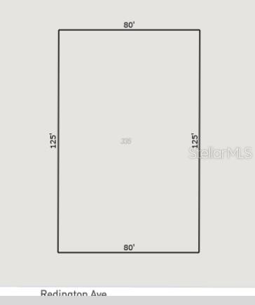 This is a rectangular property survey map showing dimensions of 80 feet by 125 feet — 335 REDINGTON AVENUE, PORT CHARLOTTE, FL