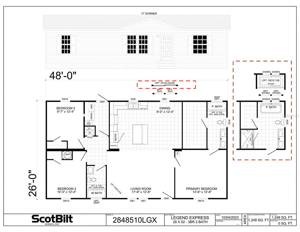 This floor plan shows a three-bedroom, two-bathroom home with an open living and dining area — 16226 NW 254TH STREET, OKEECHOBEE, FL