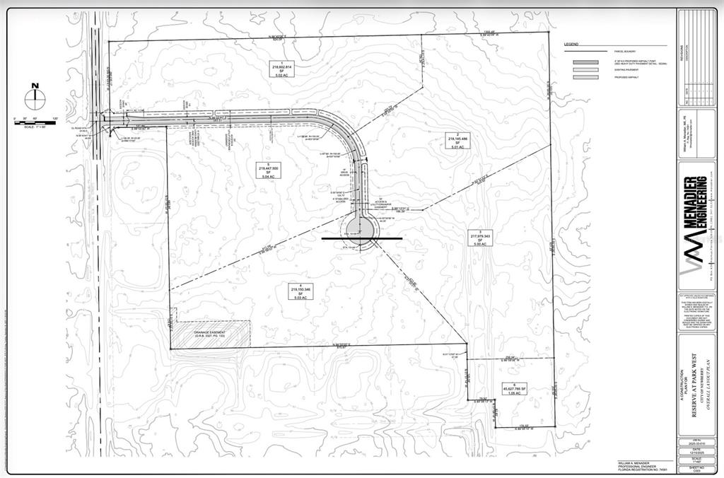 This is a construction plan map showing the overall layout for a residential development project — 401 NW 170TH STREET, NEWBERRY, FL