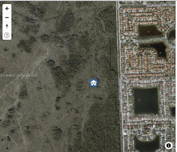 This map shows a residential property icon located in a wooded area next to a neighborhood — 33rd Street 160th Ave, Miami FL 33185, MIAMI, FL
