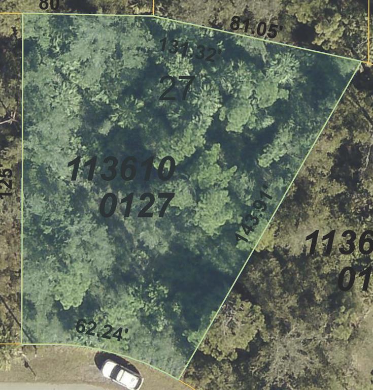 This is a map showing the property boundaries and dimensions of a wooded lot — LENMAN AVENUE, NORTH PORT, FL