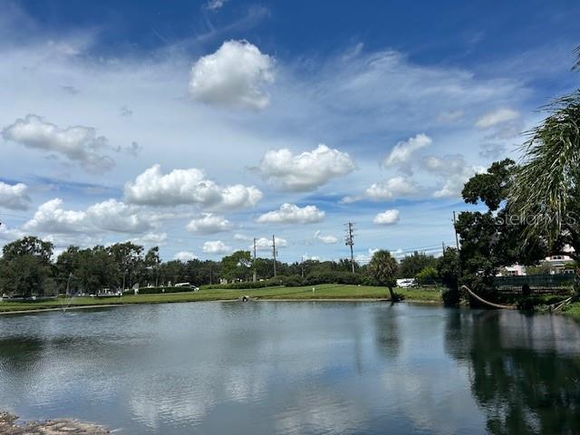 A pond sits in the foreground with trees and a blue sky in the background — 6100 21ST STREET N UNIT 15, ST PETERSBURG, FL