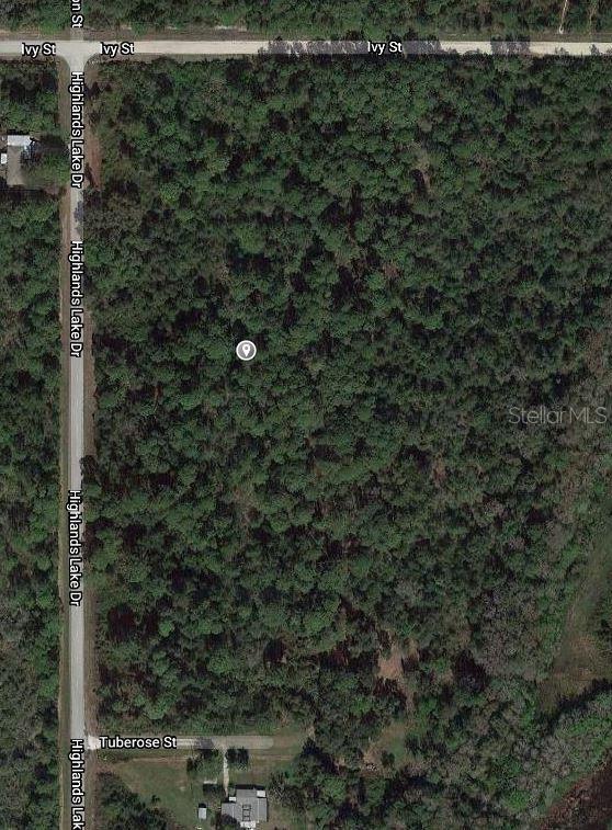 This is an aerial map view of a wooded, undeveloped rectangular lot — 930 KIRBY AVENUE, LAKE PLACID, FL