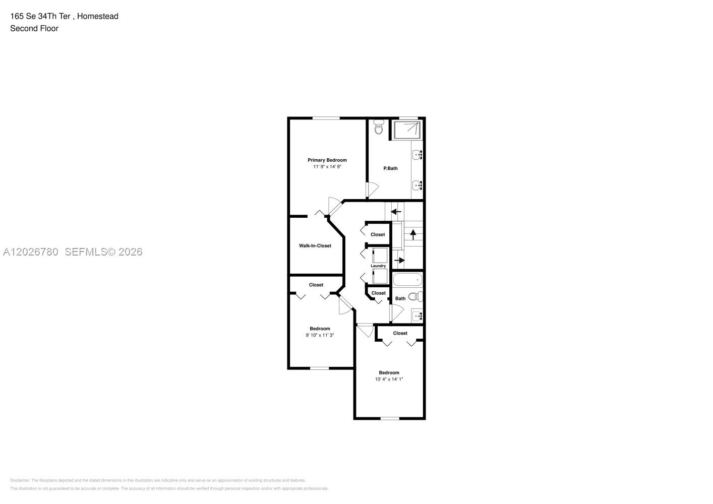 This is a floor plan for the second floor of a residential property — HOMESTEAD, FL