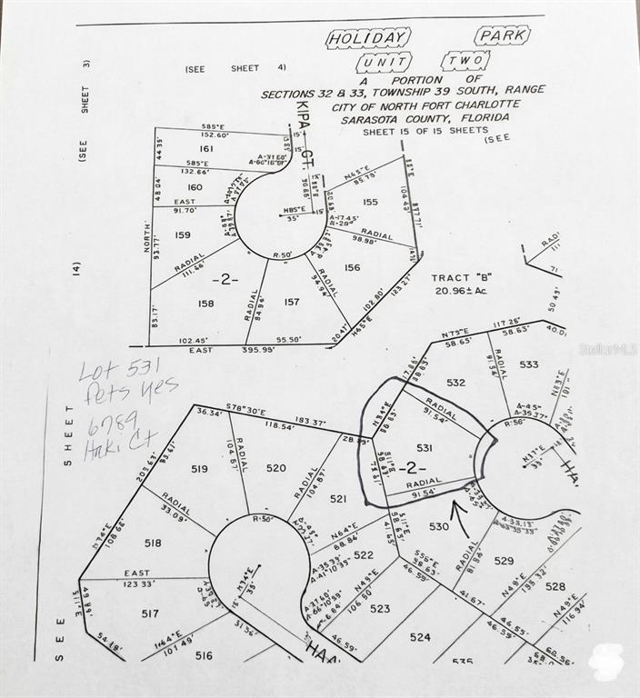 This is a plat map showing property lot boundaries for a residential subdivision — 6789 HAKI COURT, NORTH PORT, FL