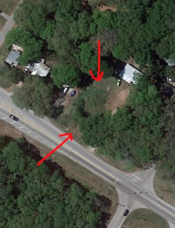 This aerial map shows a wooded residential lot located along a paved road — 8511 COBB ROAD, BROOKSVILLE, FL