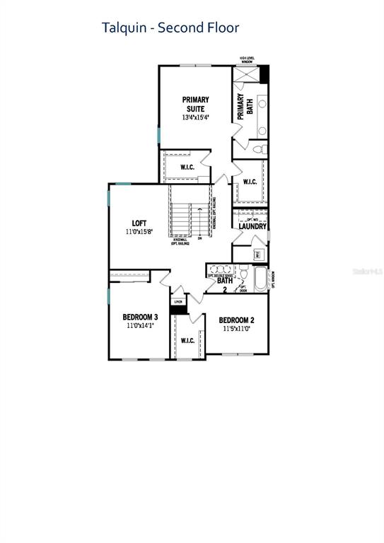 This is a floor plan for the second level of a house featuring three bedrooms — 416 BANANA PEPPER WAY, GROVELAND, FL