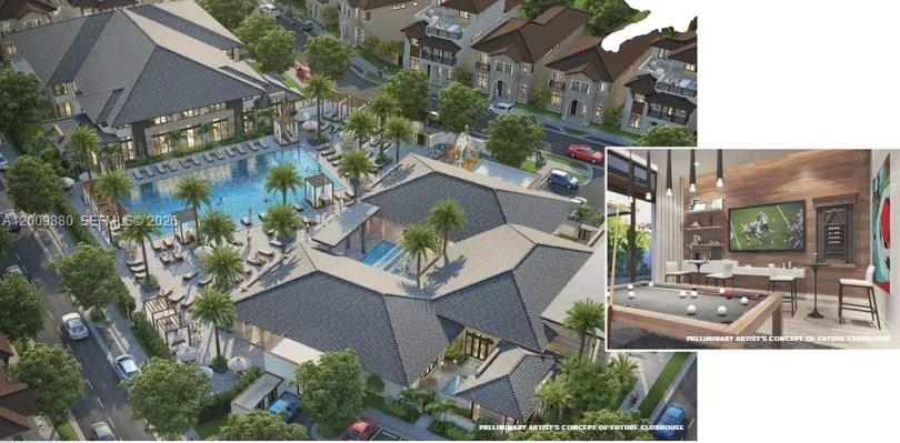This rendering shows an aerial view of a residential clubhouse complex with a swimming pool — 4272 NW 82nd Ave # 4272, Doral FL 33166, DORAL, FL
