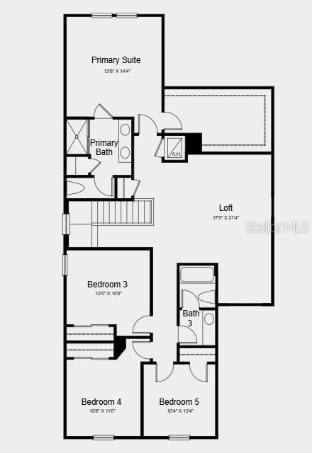 This floor plan shows the upper level of a house with four bedrooms and a loft — 752 HAZELWOOD COURT, HAINES CITY, FL