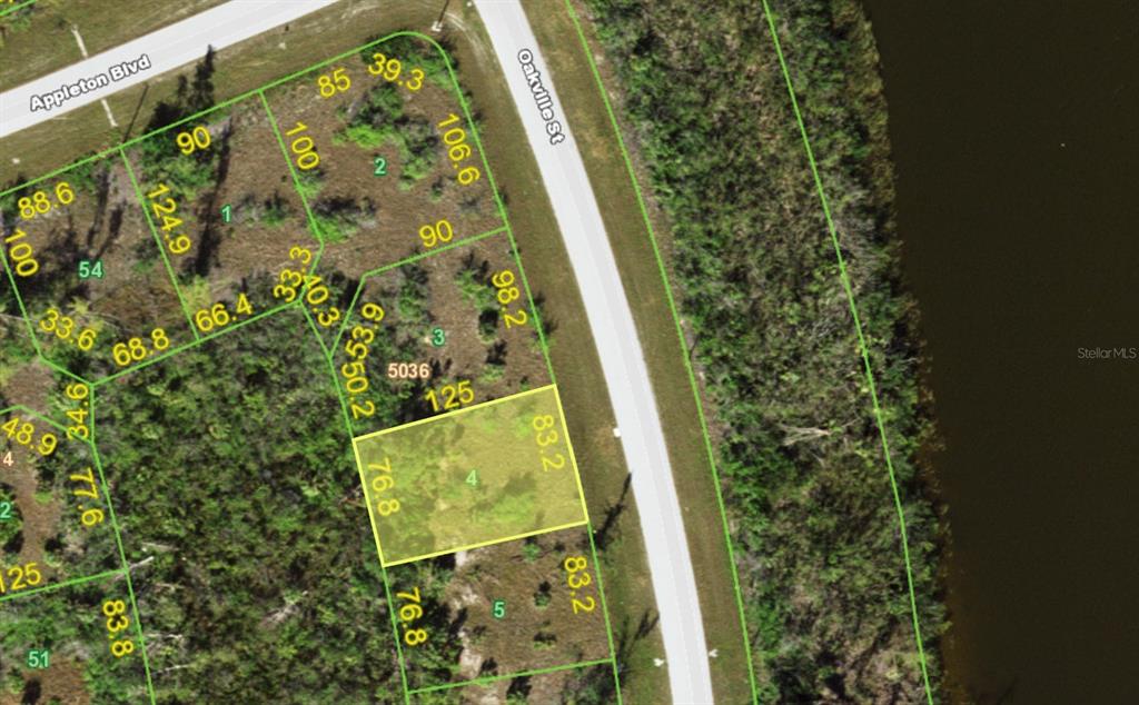 This is a property map showing land parcels and street layouts — 10329 OAKVILLE STREET, PORT CHARLOTTE, FL