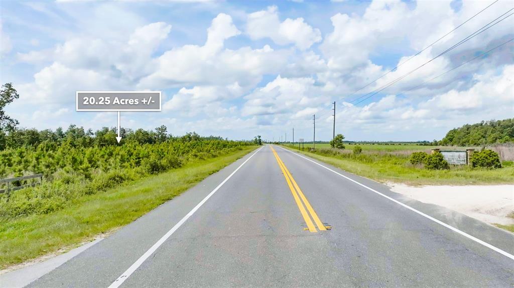 A paved road stretches through a rural landscape with trees and open fields on both sides — SR 71 S, WEWAHITCHKA, FL