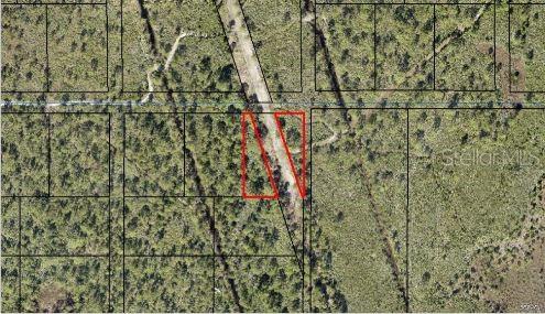 An aerial map view shows a vacant, wooded lot outlined in red along a road — CAPE CANAVERAL SUBD UNRECORDED, PALM BAY, FL