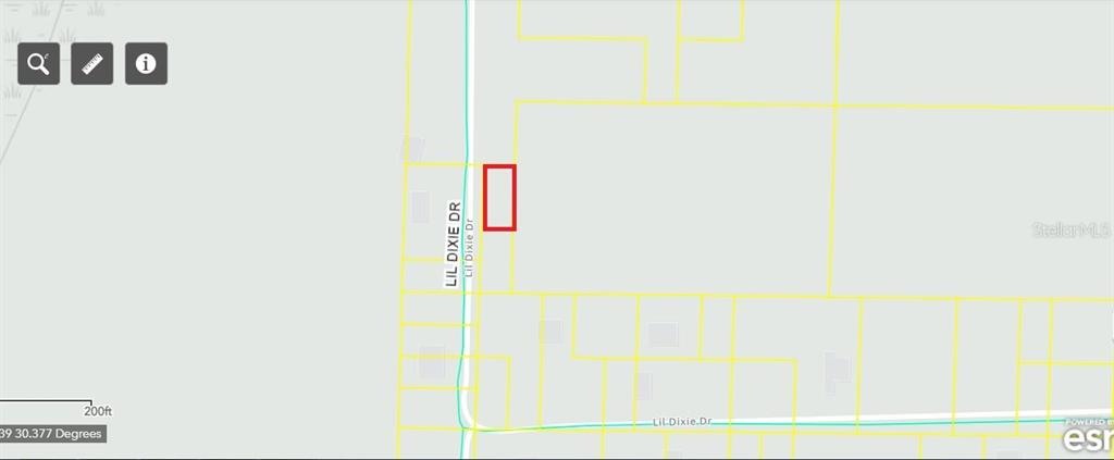 This map shows a rectangular property lot highlighted in red along Lil Dixie Drive — LIL DIXIE DRIVE, SANDERSON, FL