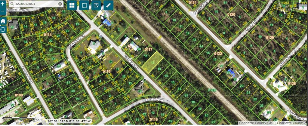 This is a map showing property lot lines and parcel numbers in a residential neighborhood — 12338 CATALINA DRIVE, PUNTA GORDA, FL