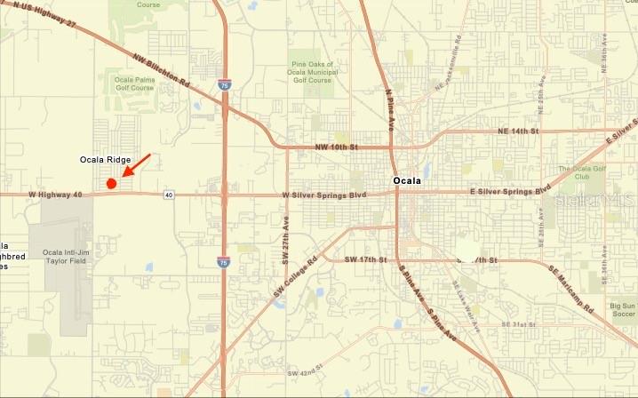 This is a map showing the location of Ocala Ridge in Ocala, Florida — NW 57TH AVENUE, OCALA, FL