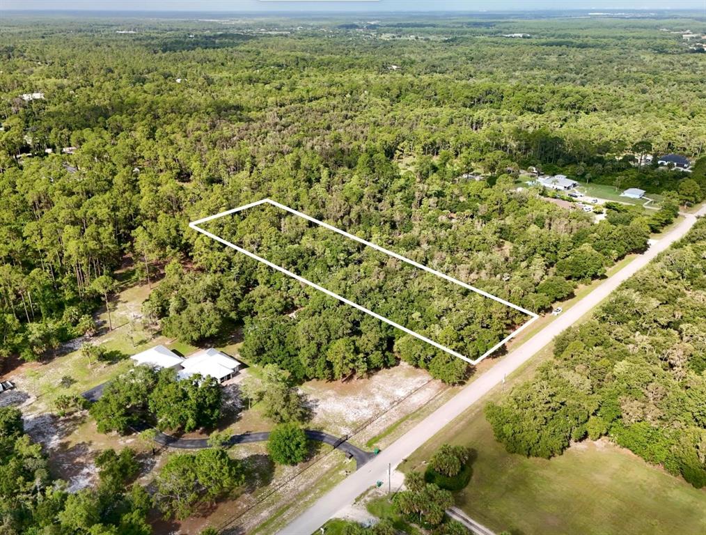 An aerial view shows a rectangular plot of land outlined in white amidst dense forest — 260 35TH AVENUE NW, NAPLES, FL