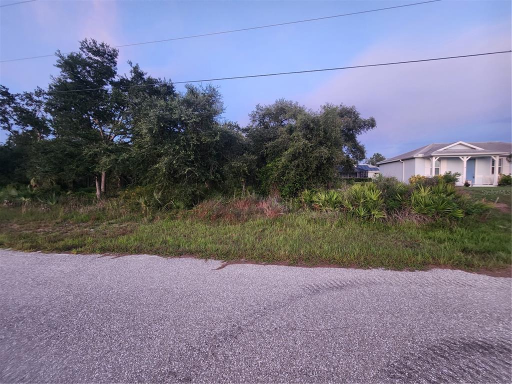 A vacant, wooded residential lot sits next to a single-story house along a paved road — 2164 PEASLEY STREET, PORT CHARLOTTE, FL
