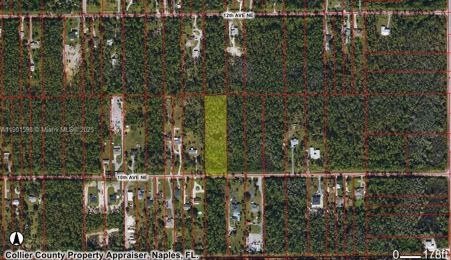 This is an aerial map showing a highlighted rectangular parcel of land in a wooded area — Golden Gate Estates Unit 73, Naples FL 34120, NAPLES, FL