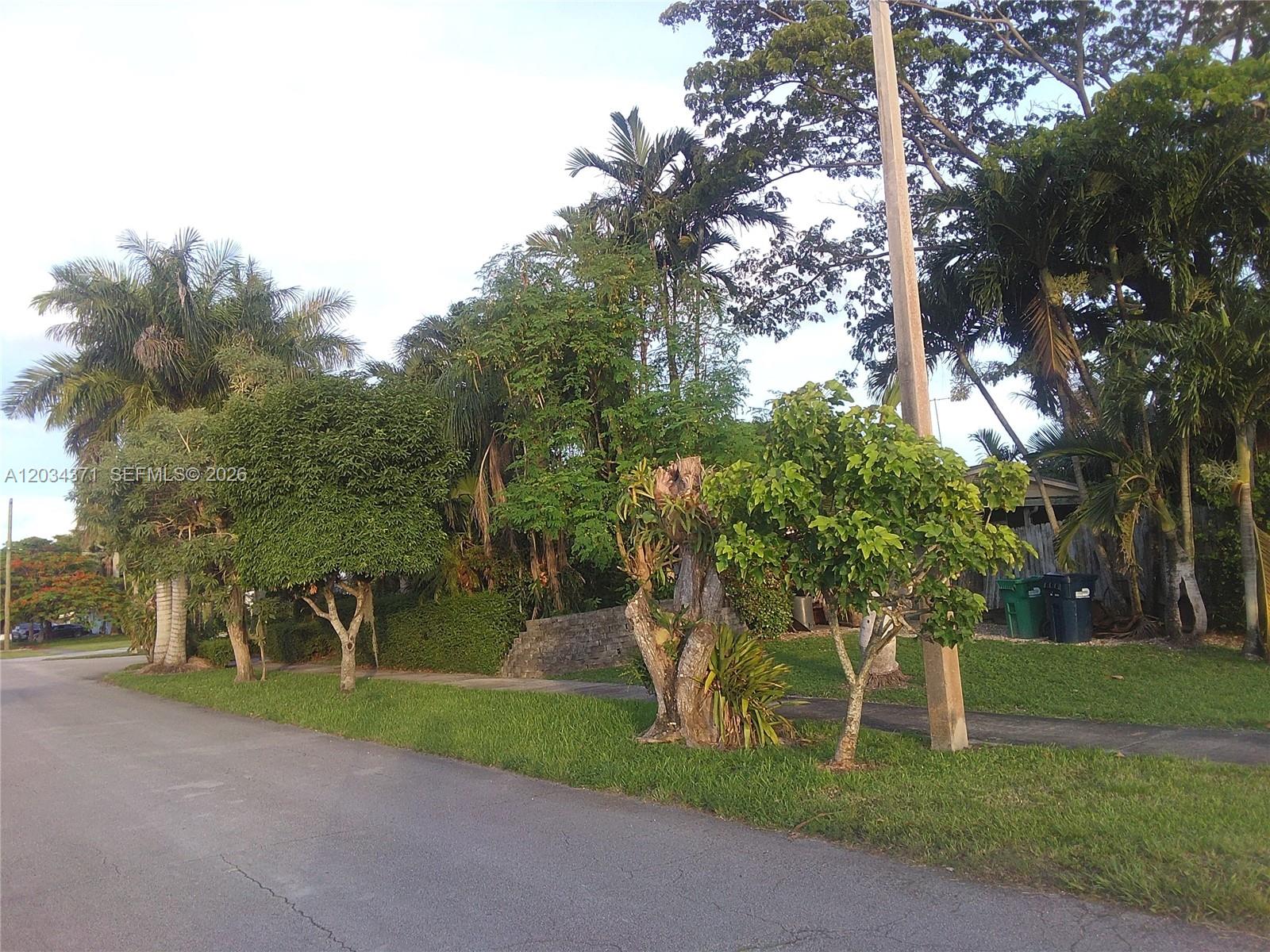 A street view shows a grassy lawn with various trees and a utility pole — 5300 SW 103rd Pl, Miami FL 33165, MIAMI, FL