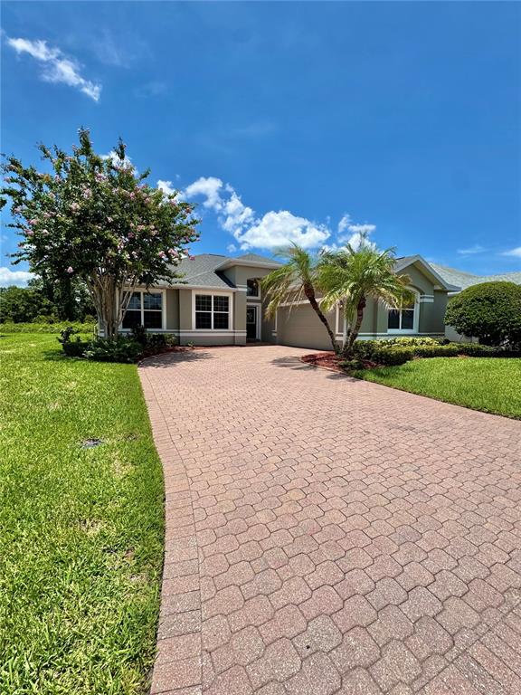 A single-story house with a paved driveway and a large tree in the front yard — 2820 TRADITIONS BOULEVARD S, WINTER HAVEN, FL