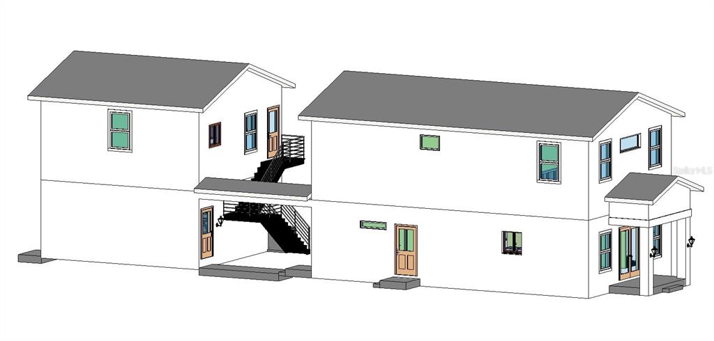 A digital rendering shows the exterior of a two-story house connected to a detached garage — 4240 40TH STREET N, ST PETERSBURG, FL