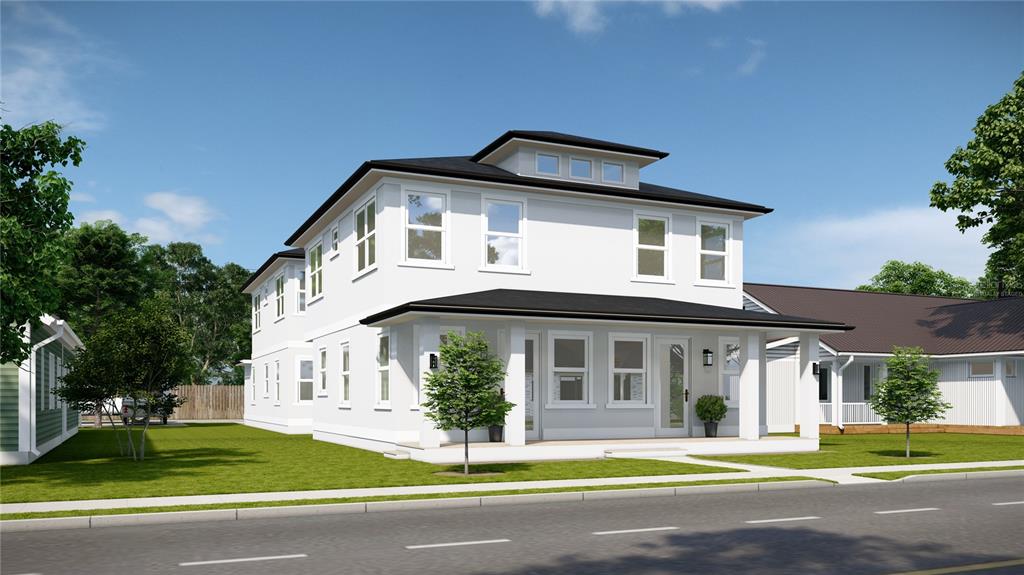 This is a digital rendering of a two-story white house with a covered front porch — 2826 38TH AVENUE N, ST PETERSBURG, FL