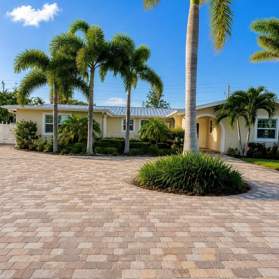 A single-story house with a paved driveway, palm trees, and a landscaped front yard — 1023 NW SPRUCE RIDGE Drive, Stuart FL 34994, STUART, FL