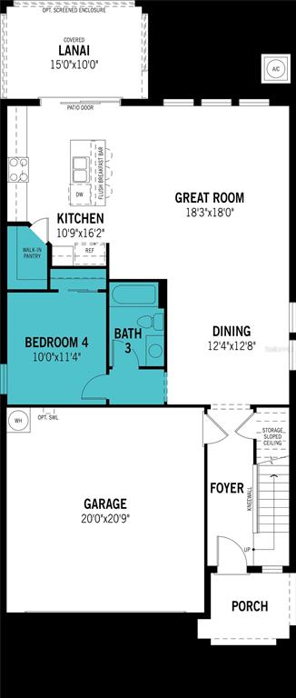 This is a floor plan of a home featuring a garage, kitchen, and four bedrooms — 13018 SUNSEED STREET, PARRISH, FL