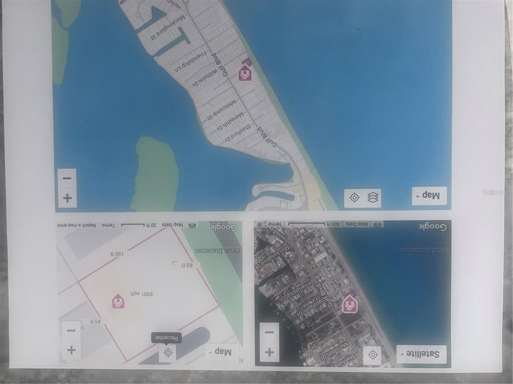 This is a map and satellite view of a residential property and its surrounding area — 45 COQUINA LANE, ENGLEWOOD, FL