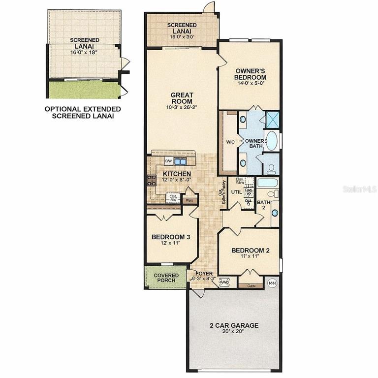This is a floor plan for a three-bedroom house with a two-car garage — 2302 BARRACUDA COURT, HOLIDAY, FL
